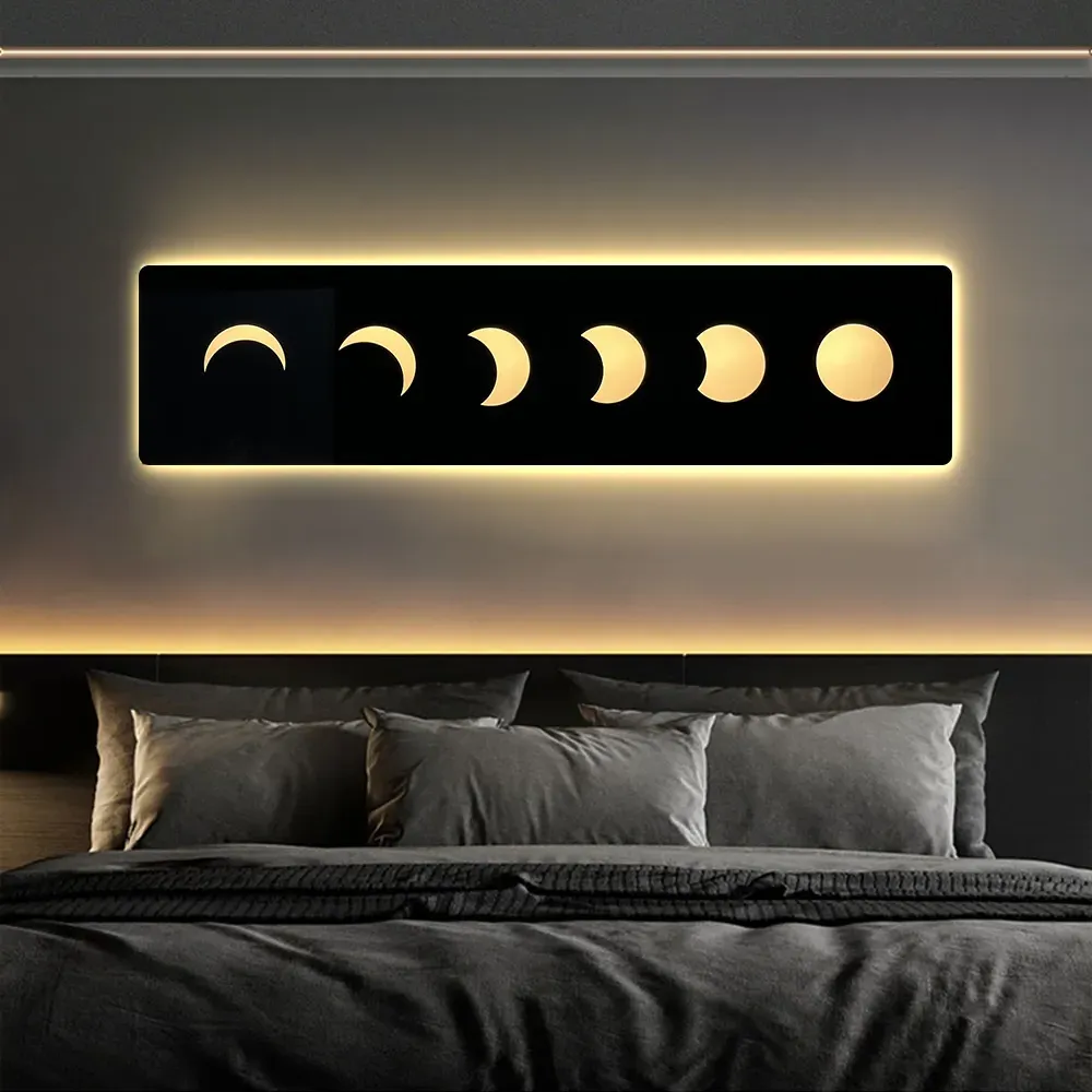 Moon Light Wall Art Decoration with USB LED - Black image
