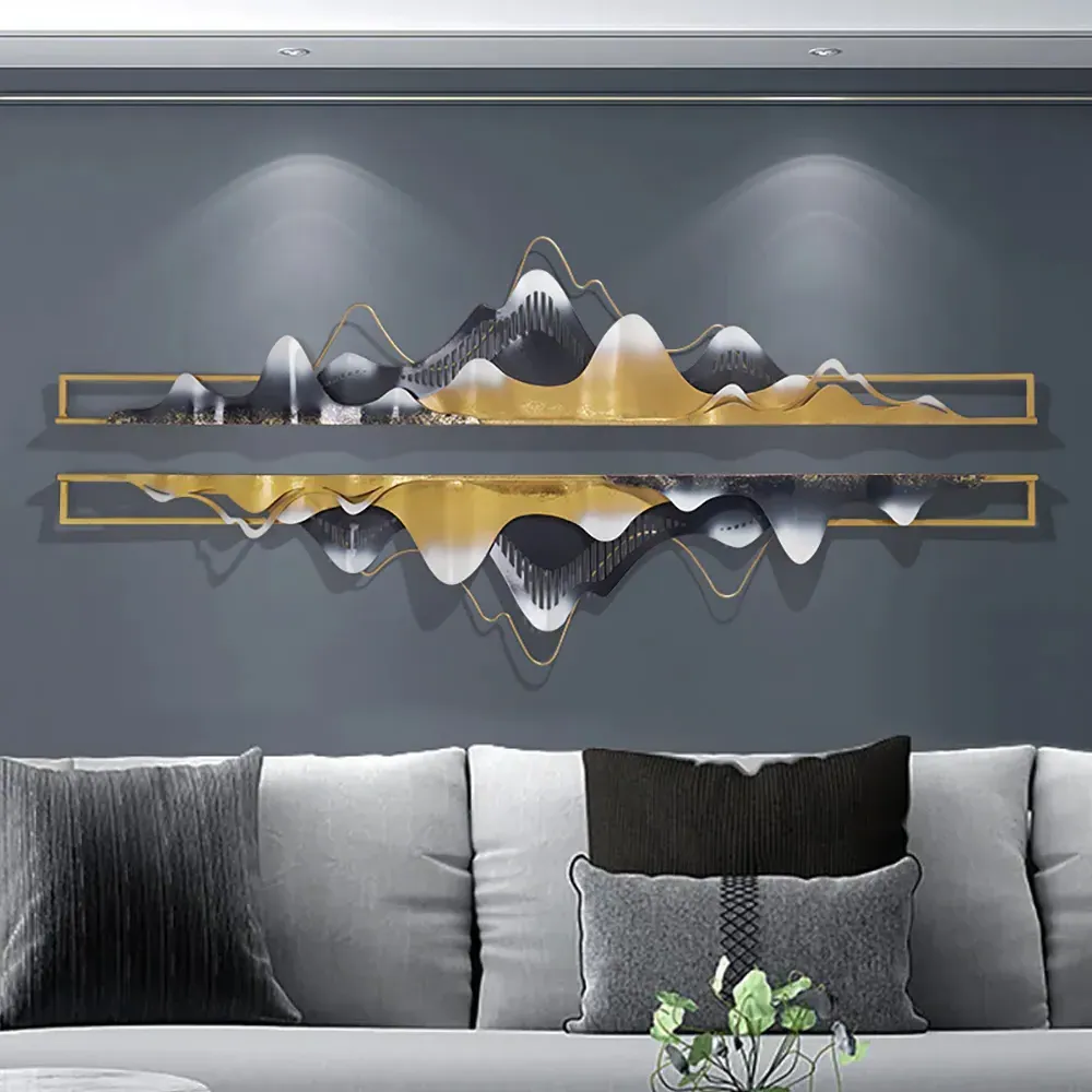 Mountain Metal Wall Art - Gold, Black