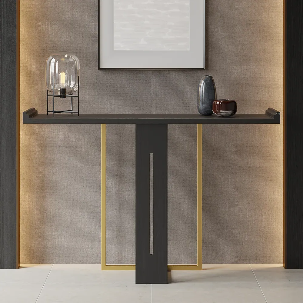 Narrow Console Table Sled Base - Black, Pine Wood