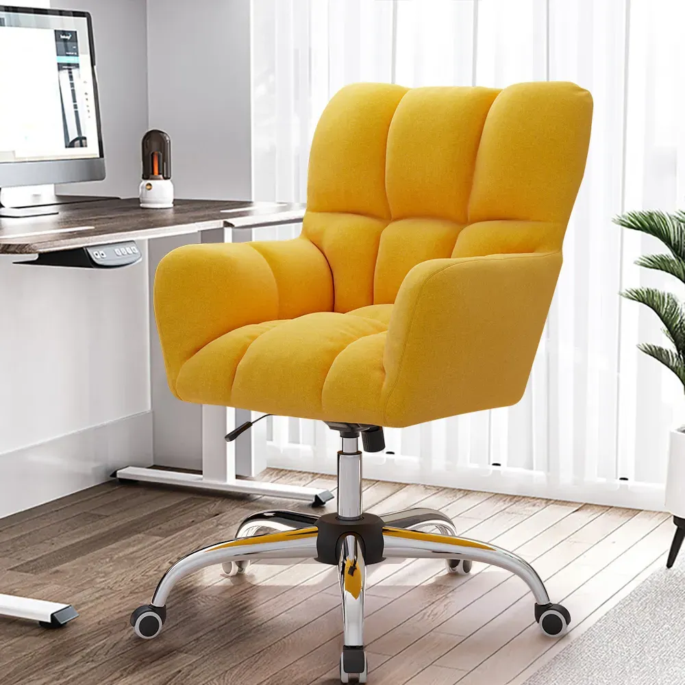 Office Chair Height Adjustable - Grey, Cotton Linen