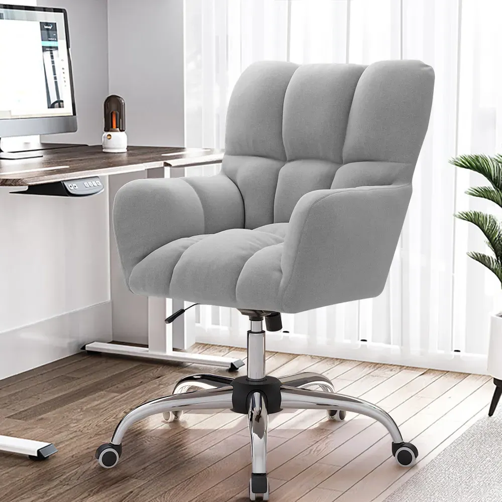 Office Chair Height Adjustable - Grey, Cotton Linen image
