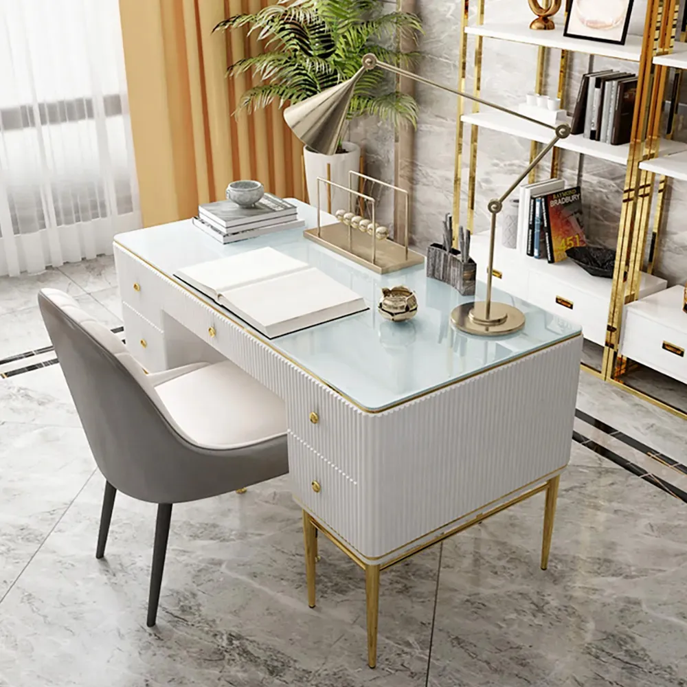 Office Desk with Drawers - White