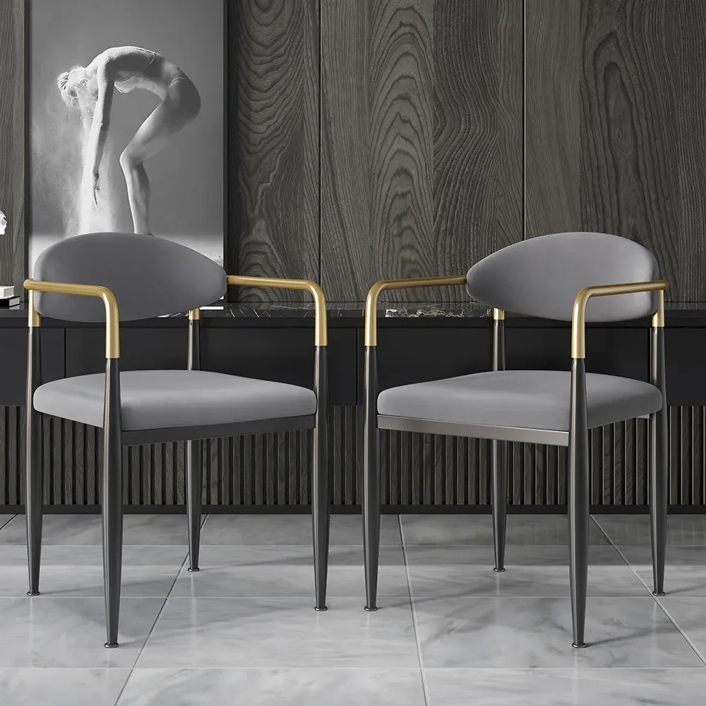 Otrast 8-Piece Dining Chairs with Arms - Grey, PU Leather image