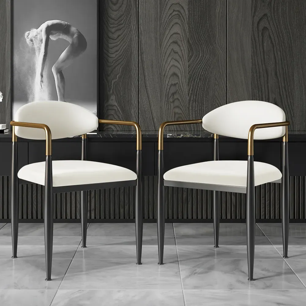 Otrast Upholstered Dining Chair 8-Pieces - White, PU Leather image