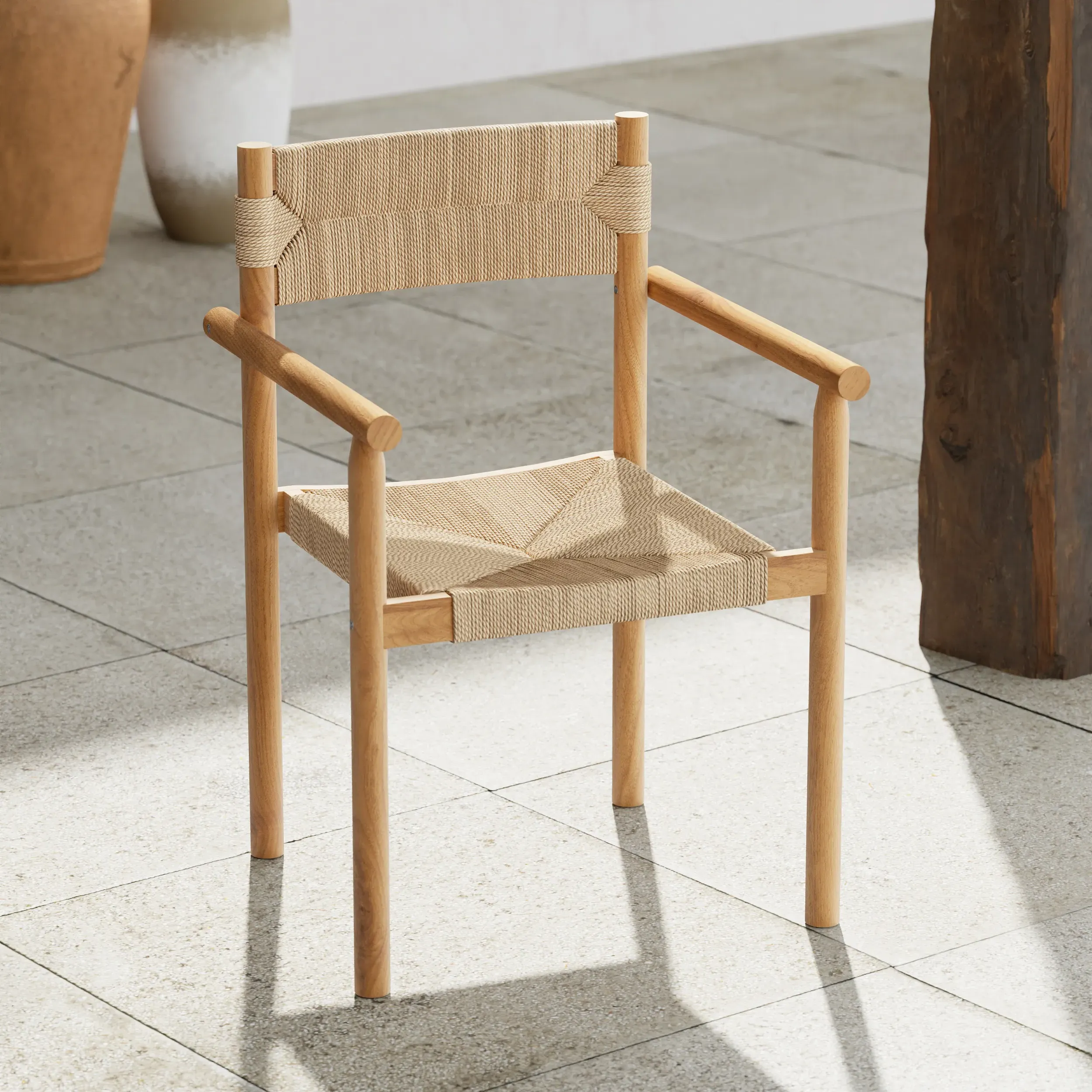 Outdoor Dining Chair Woven Seat & Back - Teak image