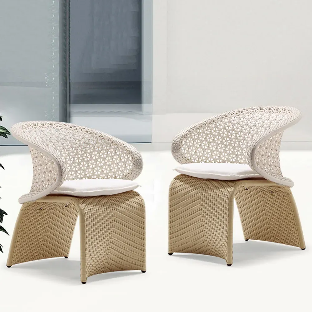 Outdoor Patio Dining Armchair Set of 2 - White, Aluminum image