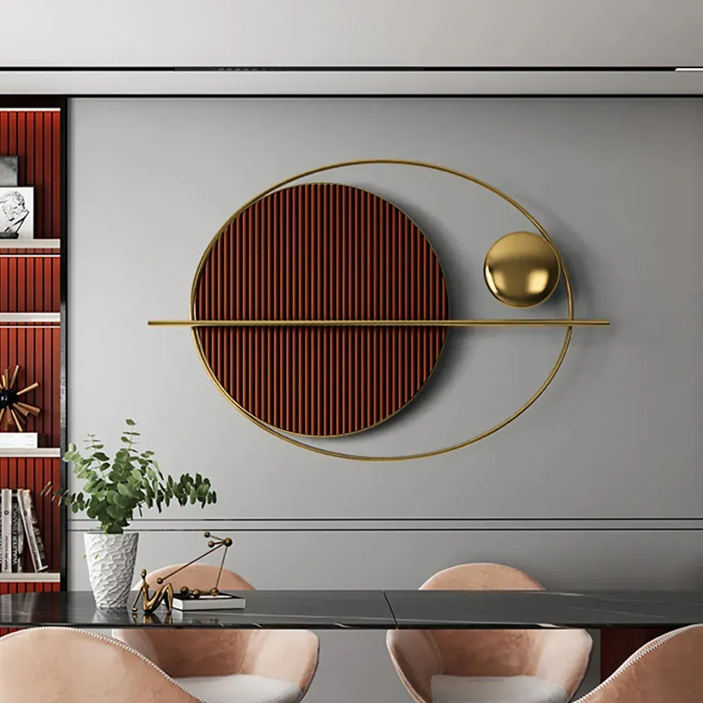 Oval Geometric Wall Decor - Brown, Iron image