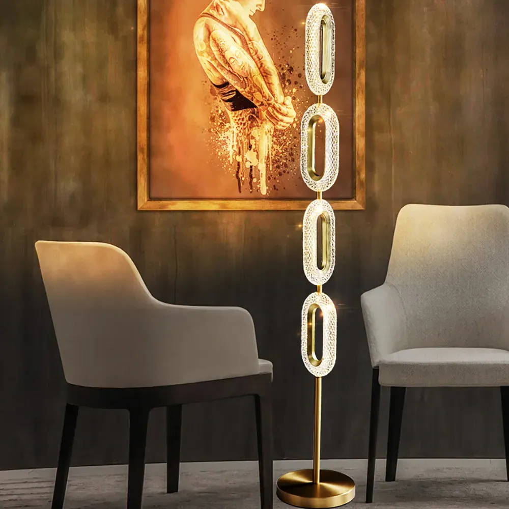 Ovated 4-Light Floor Lamp - Gold, Brass