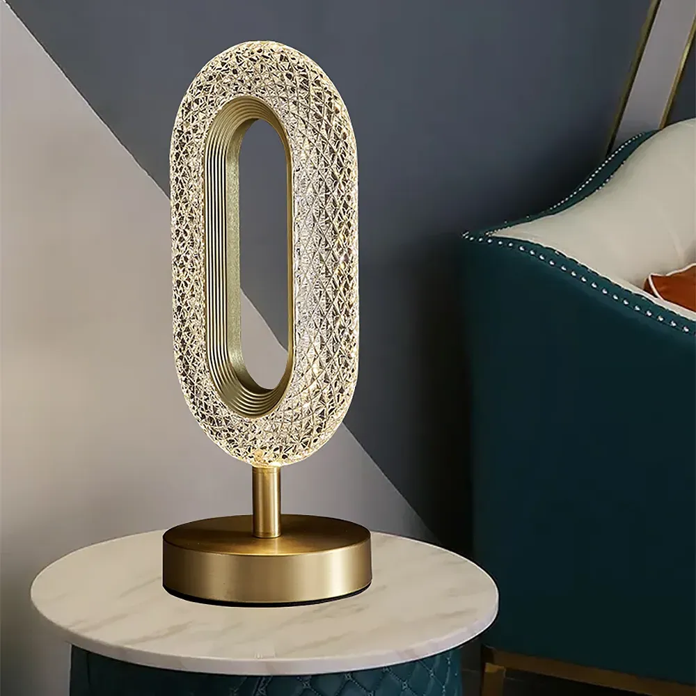 Ovated Ring Shape Table Lamp - Gold image