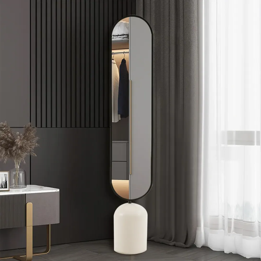 Oversized Oval Full Length Standing Floor Mirror - Black, White image