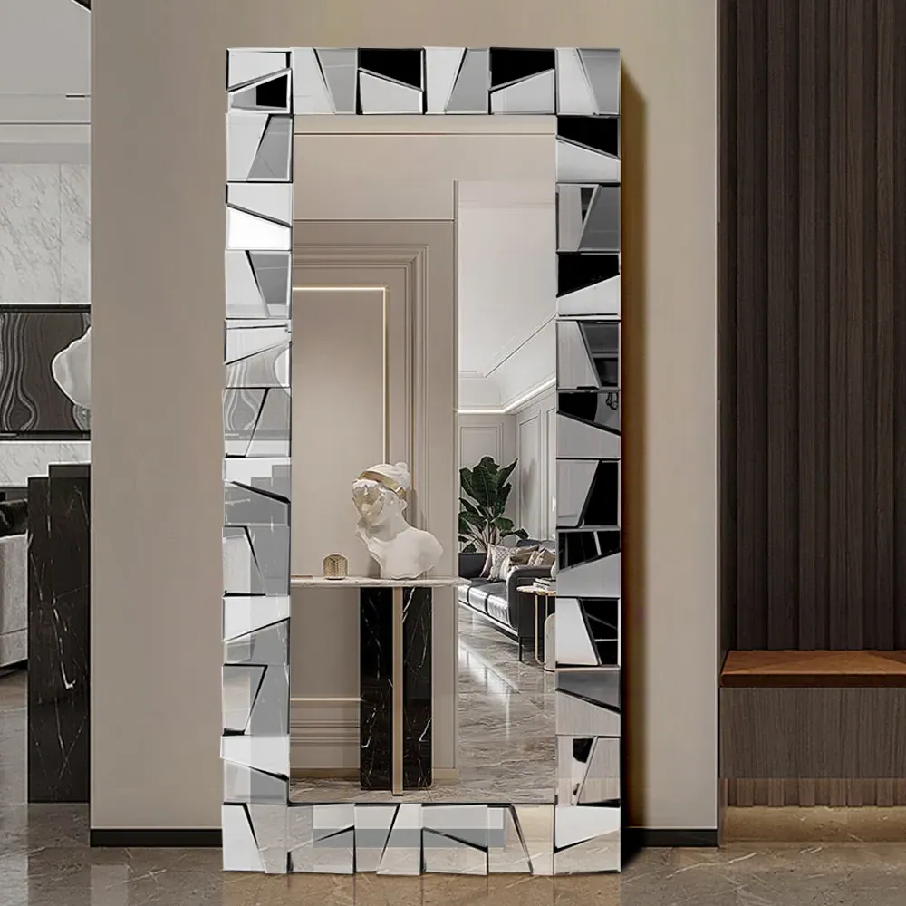 Oversized Rectangle Full Length Floor Mirror - Silver Glass