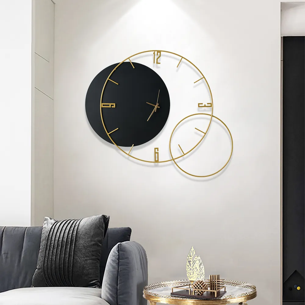 Oversized Round Wall Clock - Black, Metal image