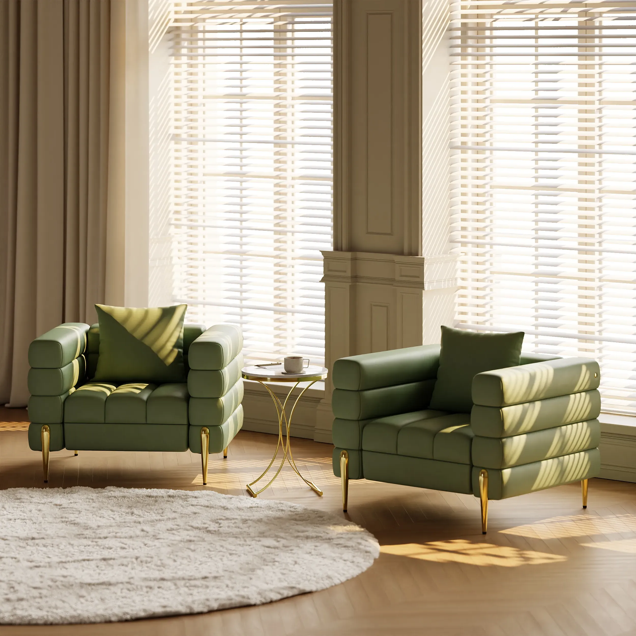 Performance Leather Accent Chair Set of 2