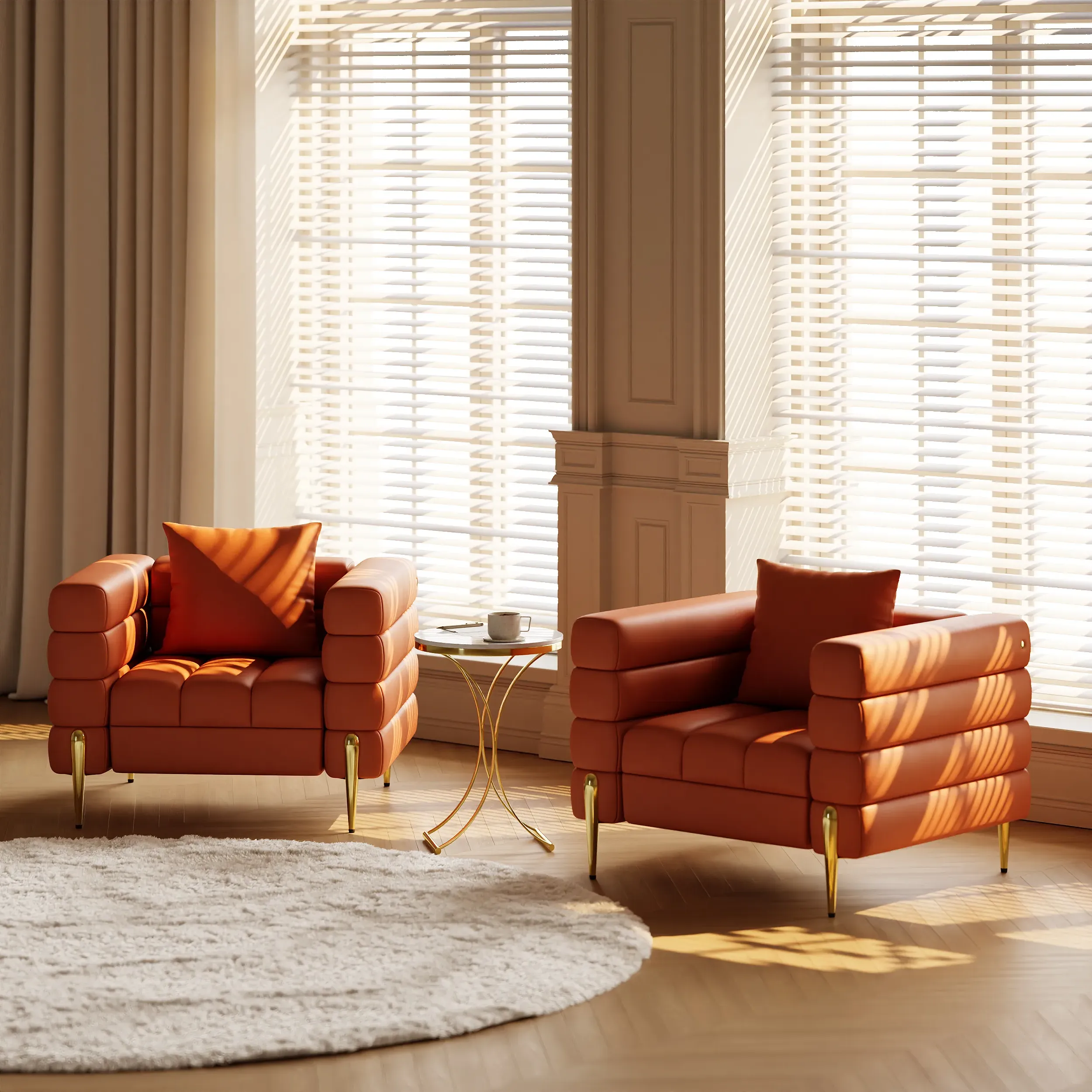 Performance Leather Accent Chair Set of 2