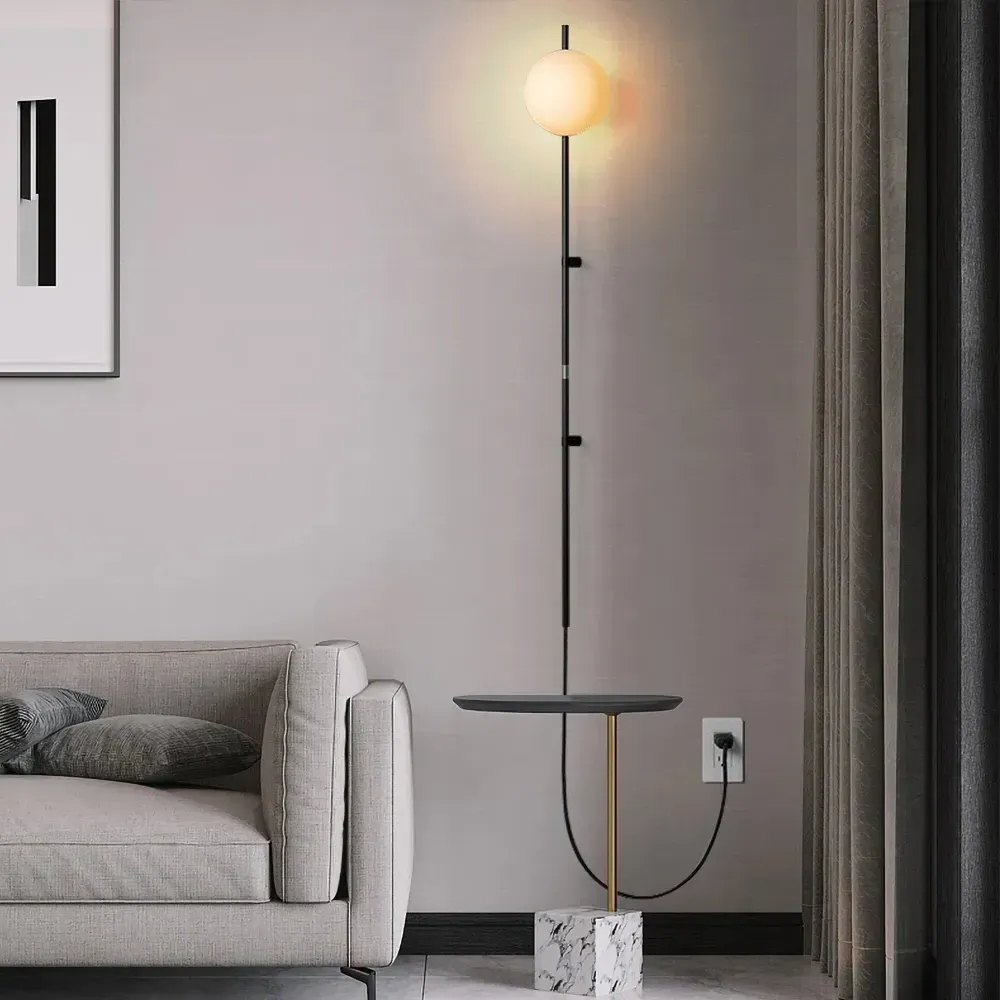 Plug-in Globe Wall Sconce - Black/White, Metal Glass image