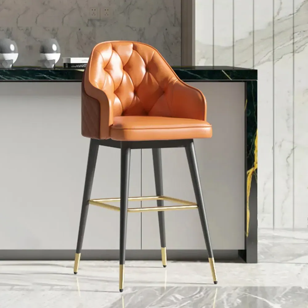 PU Leather Bar Stool with Arms - Orange image