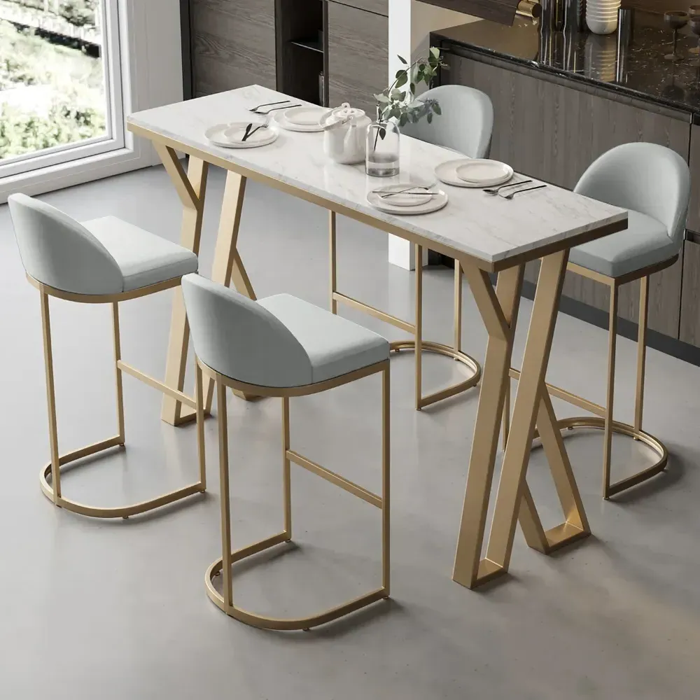 PU Leather Bar Stools Set of 2 - Grey image