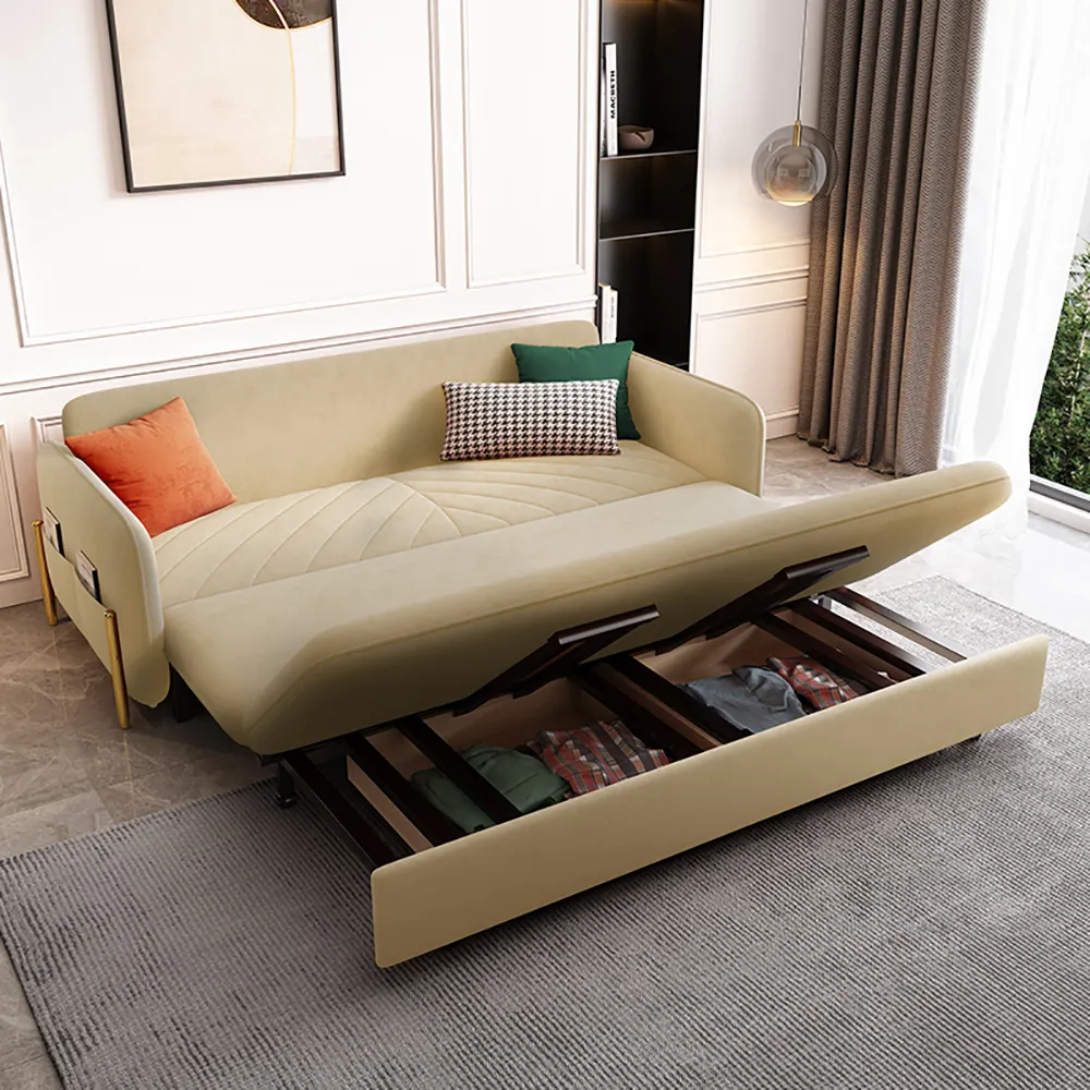 Pull Out Daybed with Storage - Beige