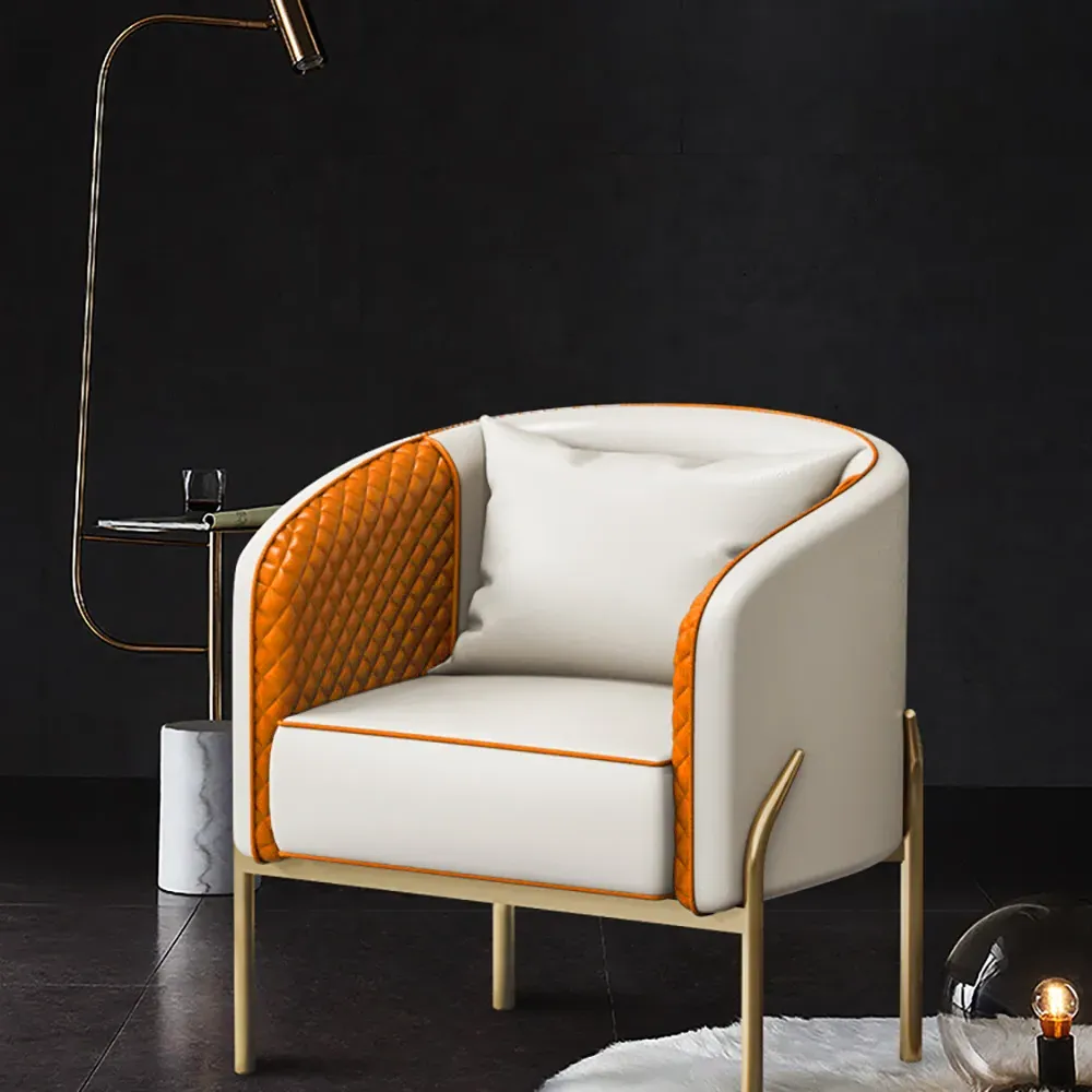 Quilted Tufted Accent Chair - Gold, PU Leather