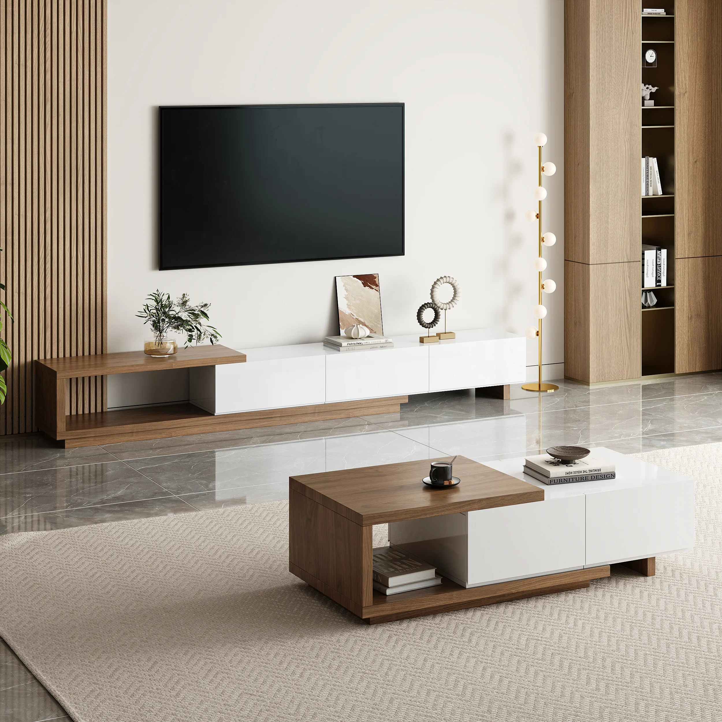 Quoint TV Stand & Coffee Table Set Extendable image