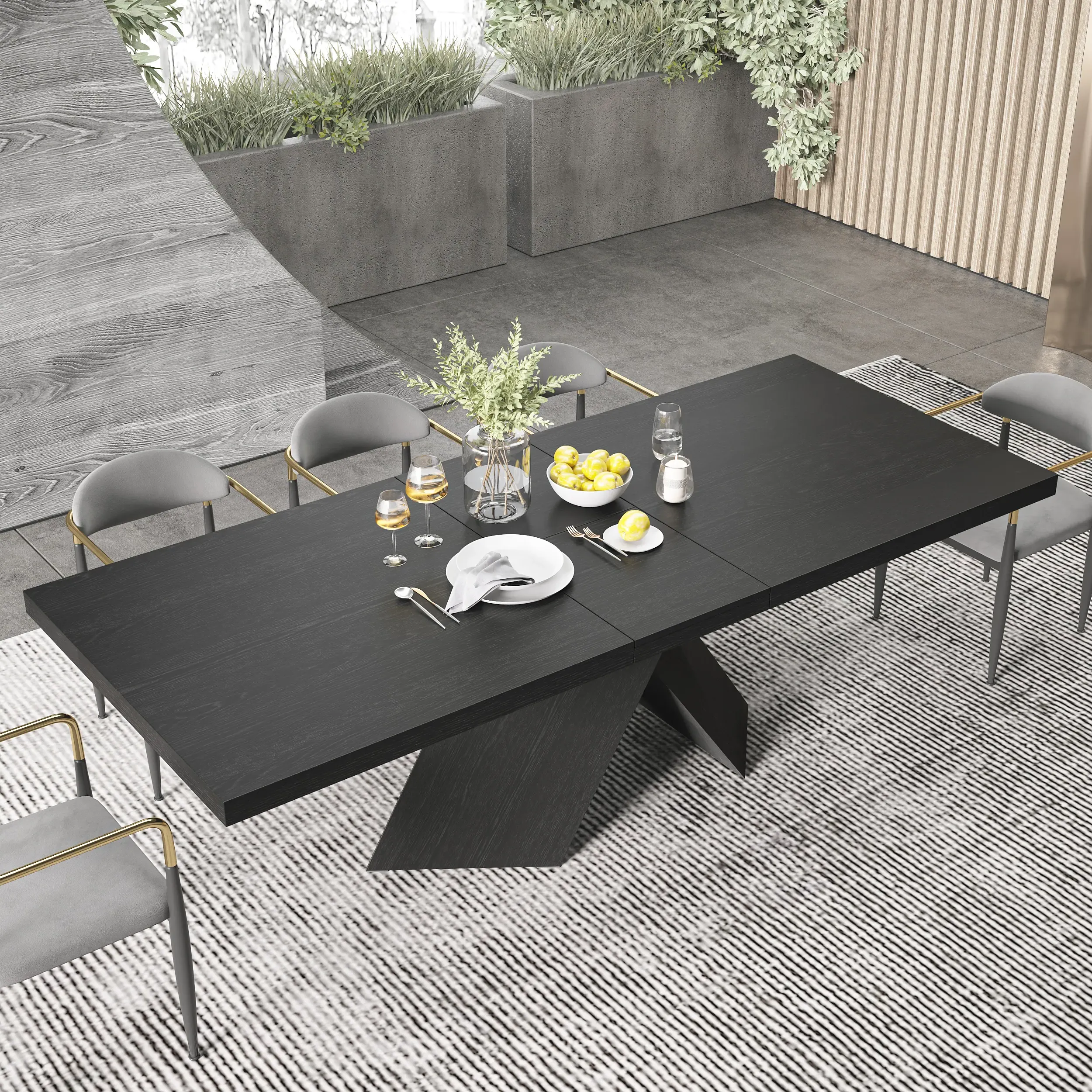 Rectangle Dining Table Extendable - Black, MDF image
