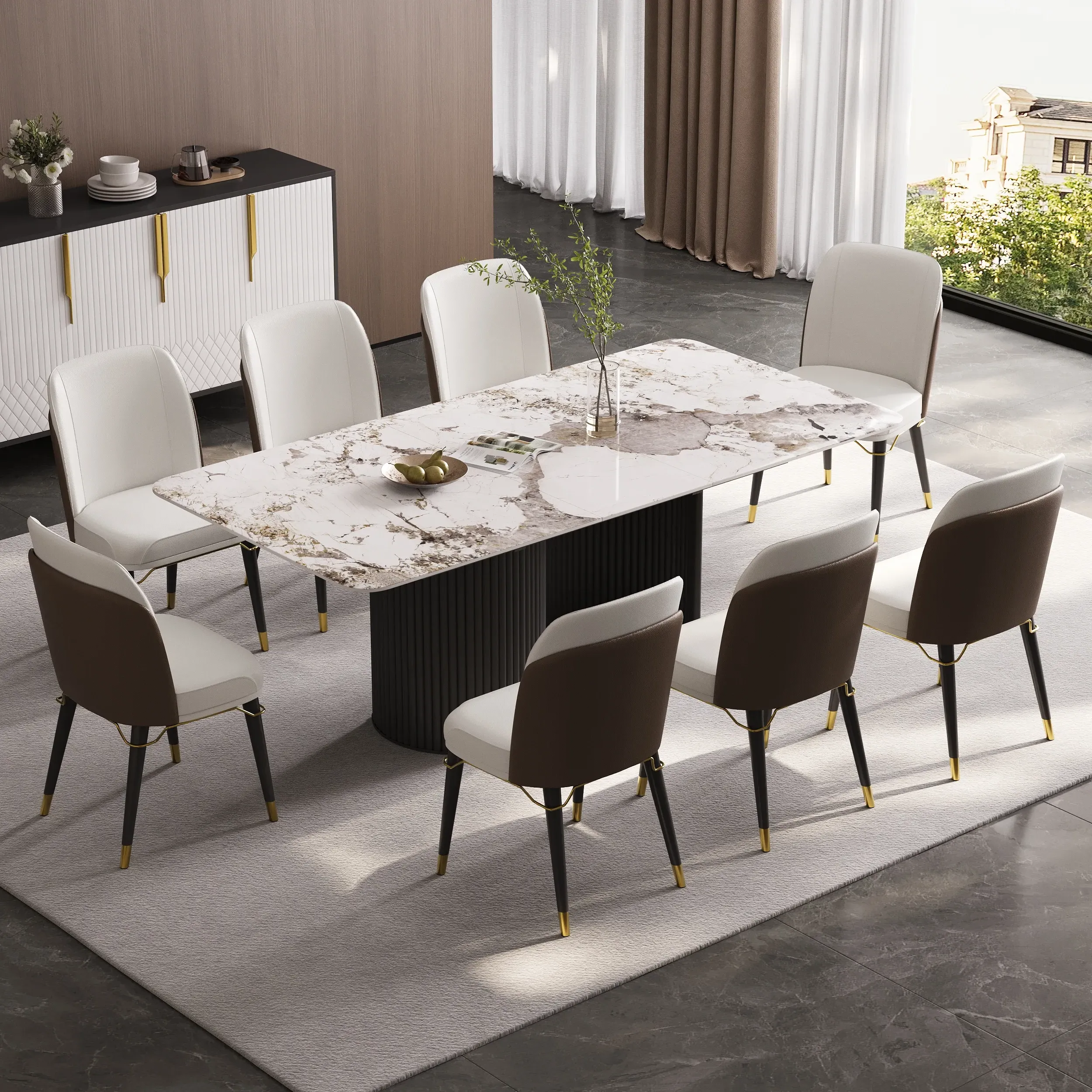Rectangle Dining Table Extendable - White, Sintered Stone image