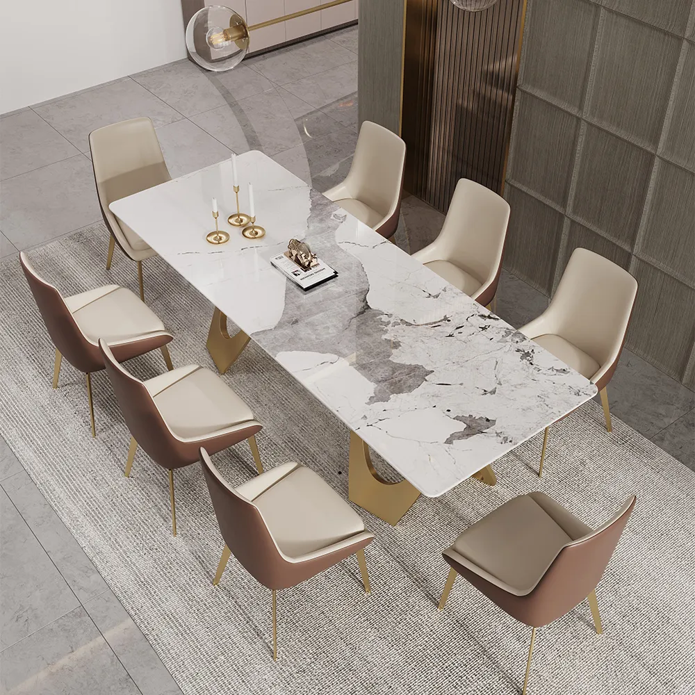 Rectangle Dining Table - Gold, Faux Marble