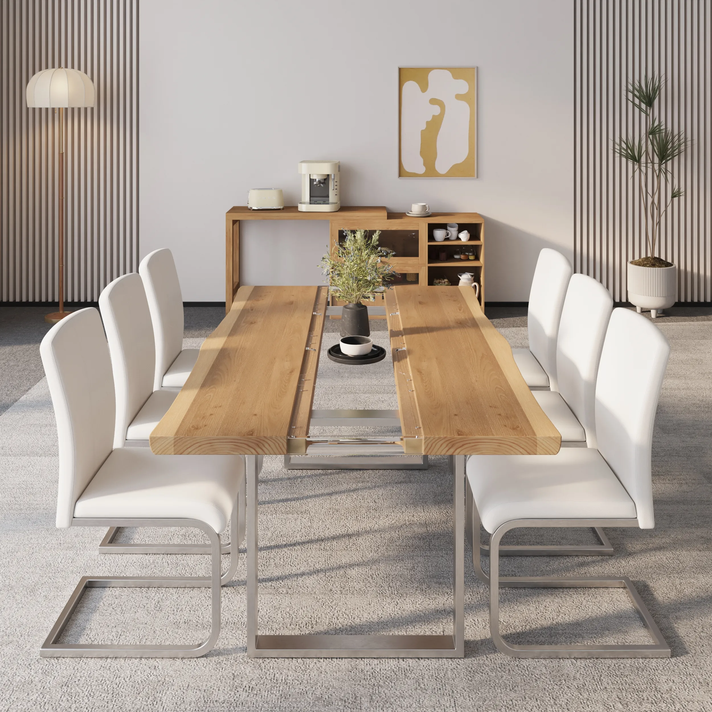 Rectangle Dining Table Live-Edge - Natural Wood, Acrylic image