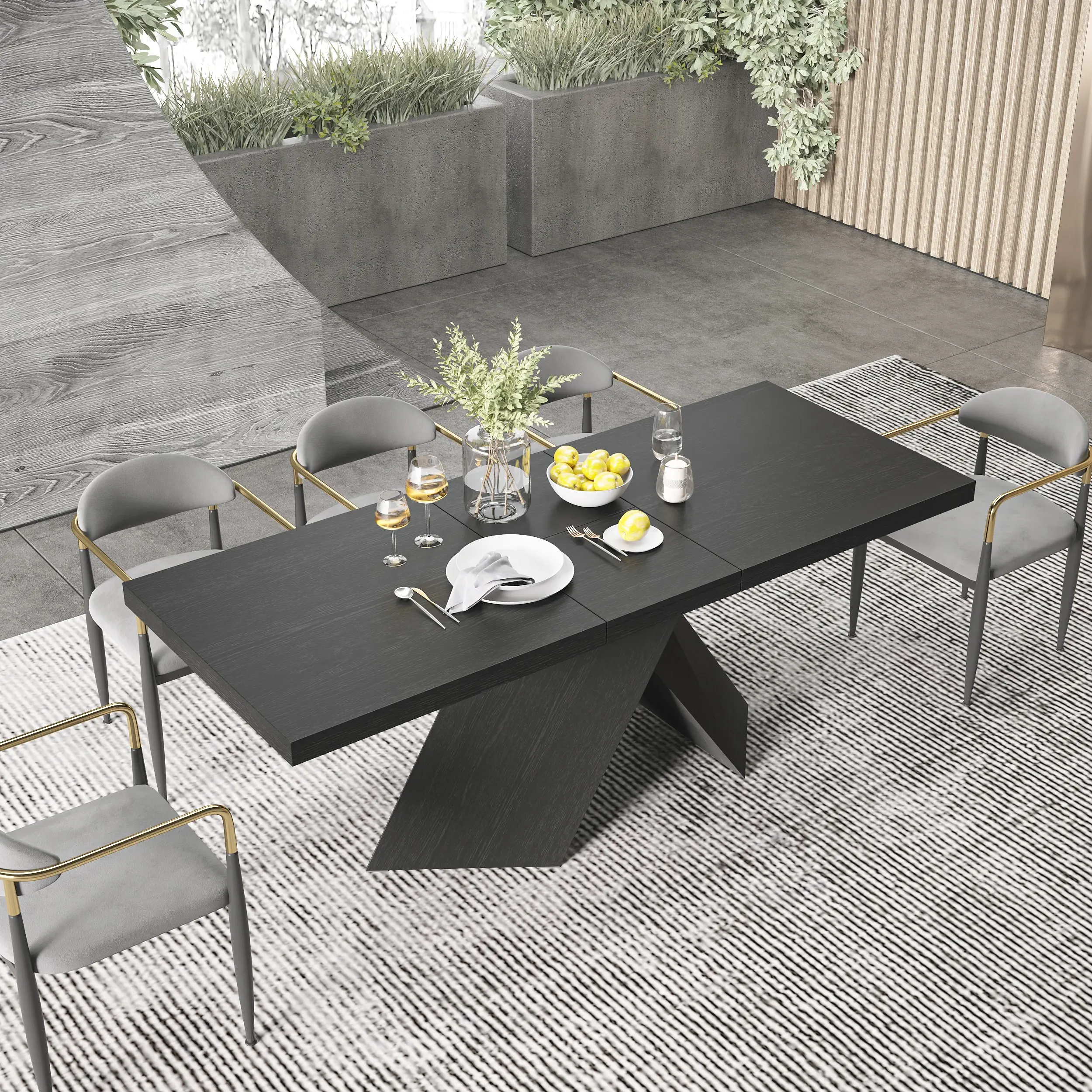 Rectangle Extendable Dining Table - Black, MDF image