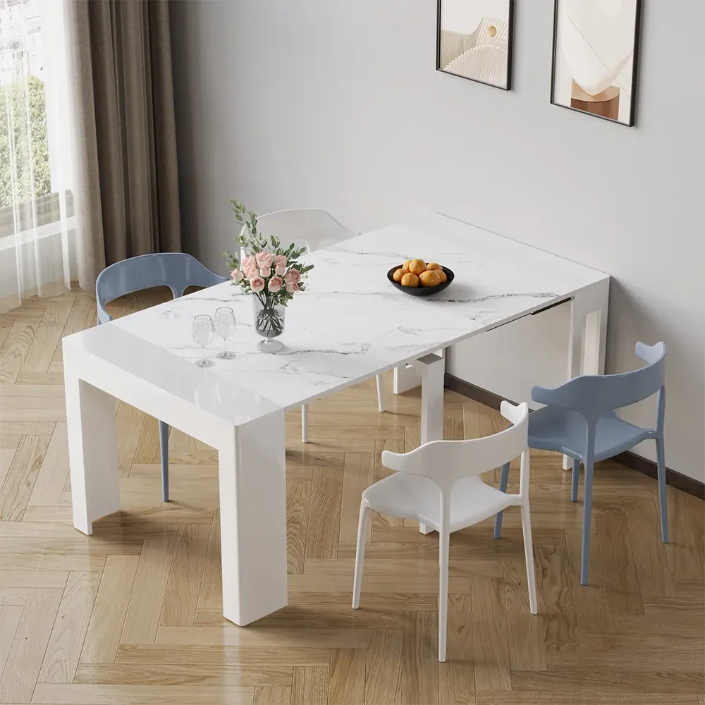 Rectangle Extendable Dining Table for 2-8 People - White image