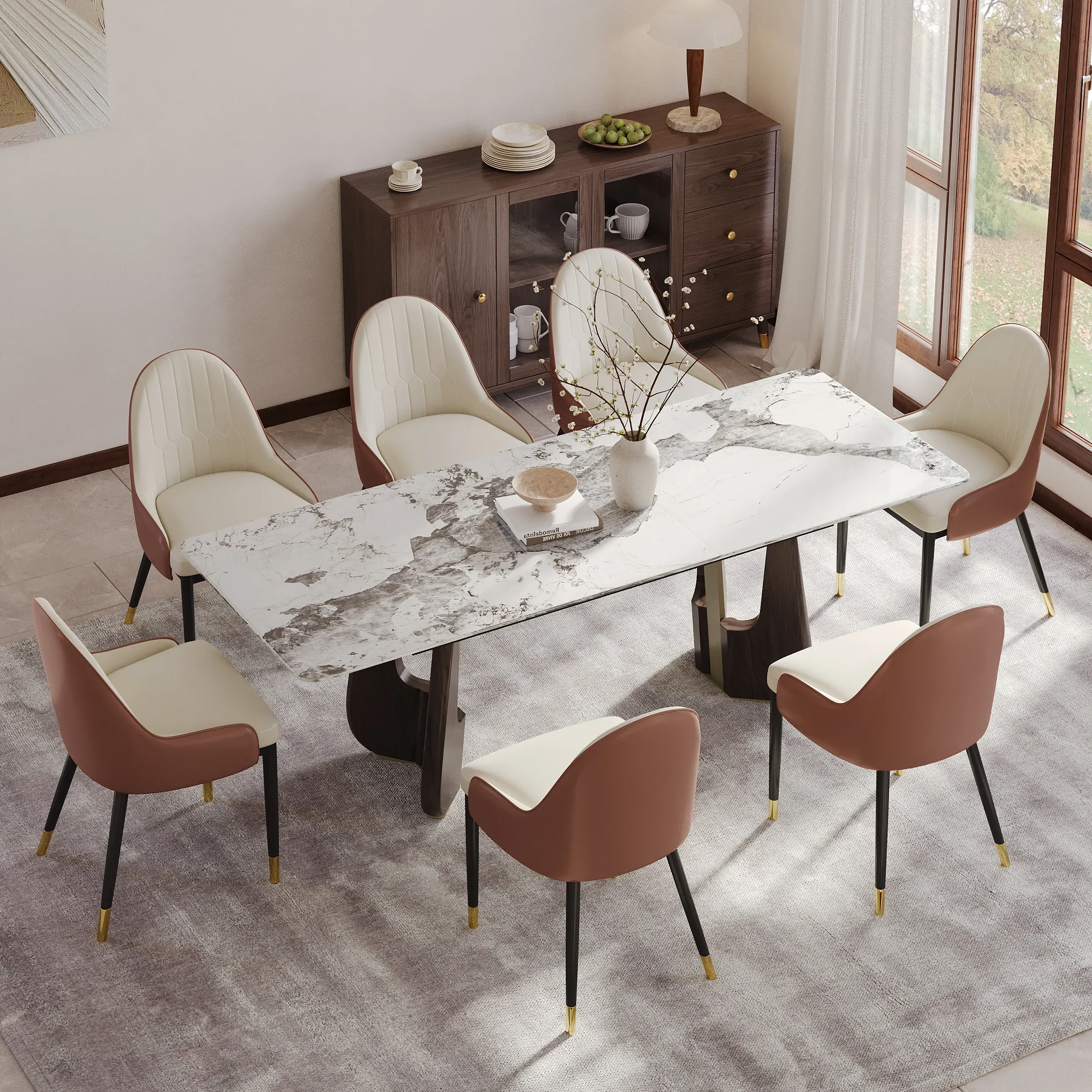 Rectangle Extendable Dining Table for 6-8 People - Walnut