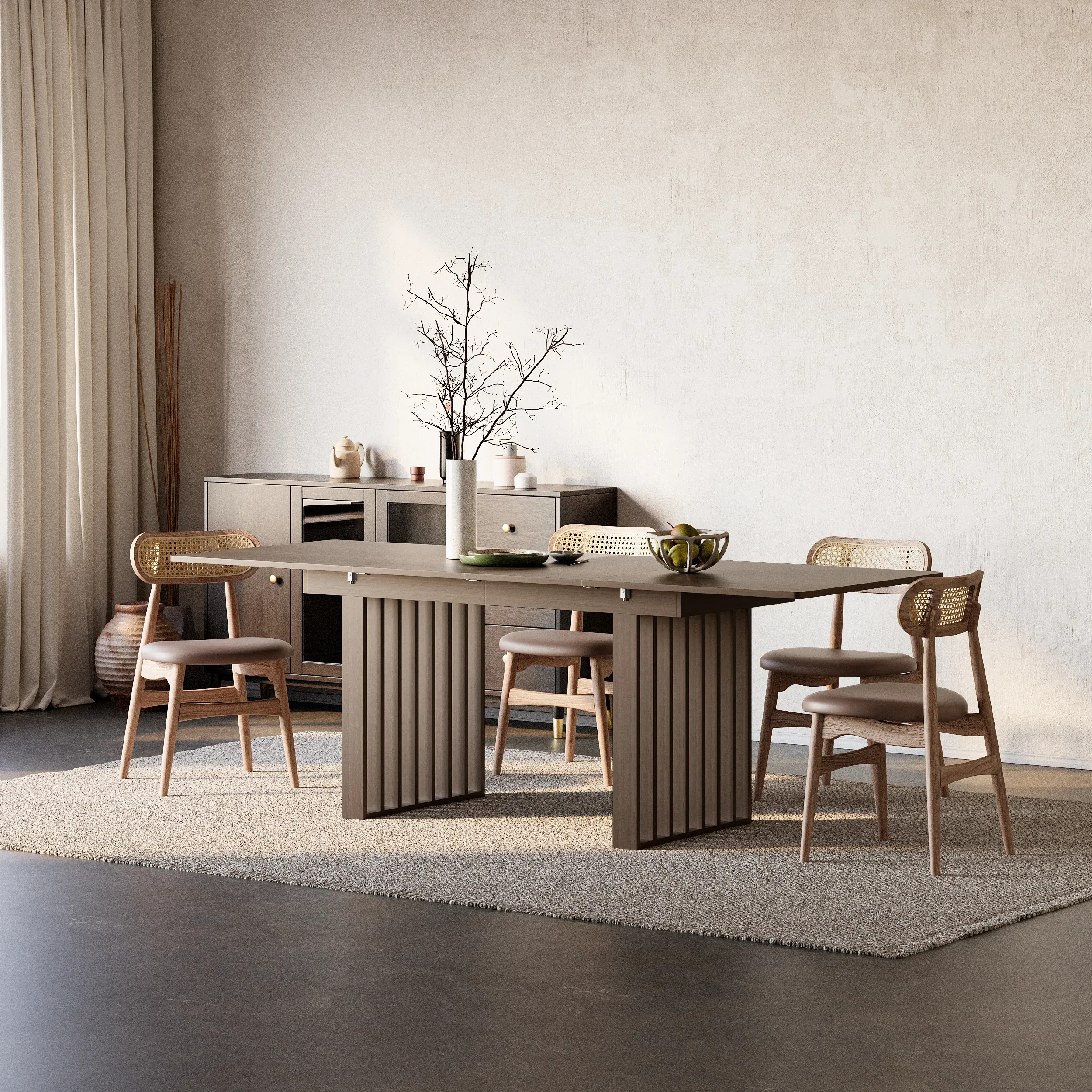 Rectangle Extendable Dining Table for 8 Person - Walnut image