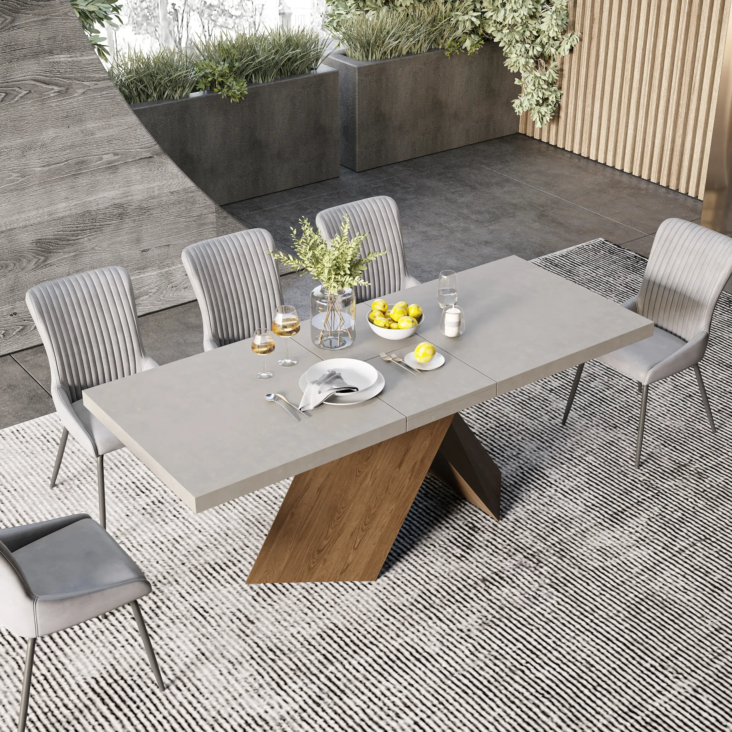 Rectangle Extendable Dining Table - Gray, MDF