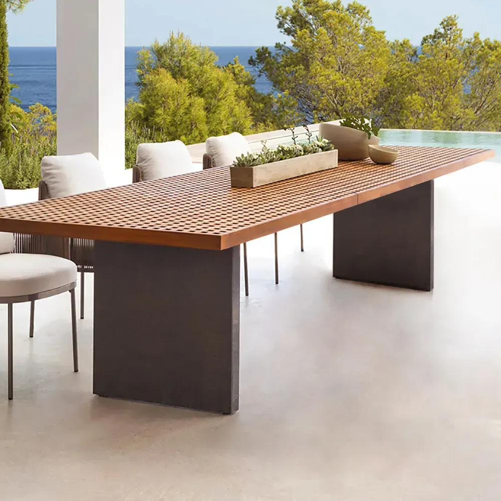 Rectangle Teak Dining Table for 8 - Natural
