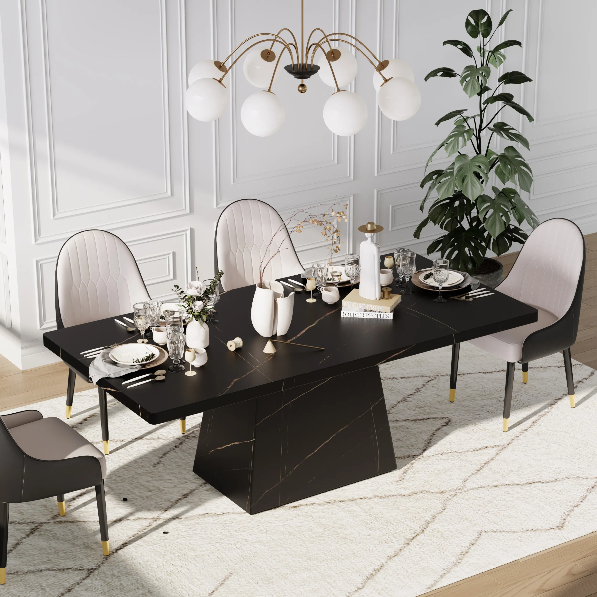 Rectangular Dining Table - Black, Sintered Stone