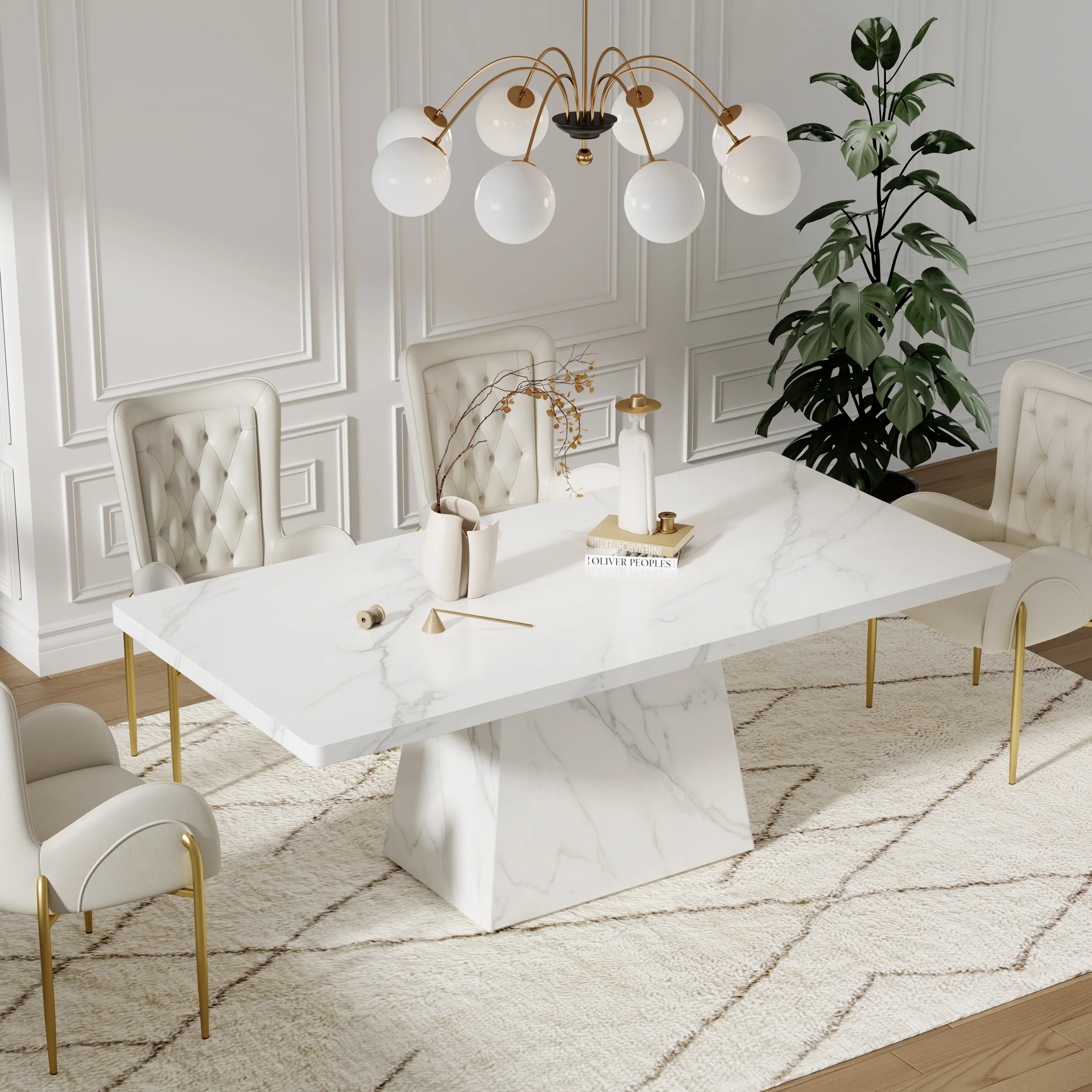 Rectangular Dining Table - White, Sintered Stone