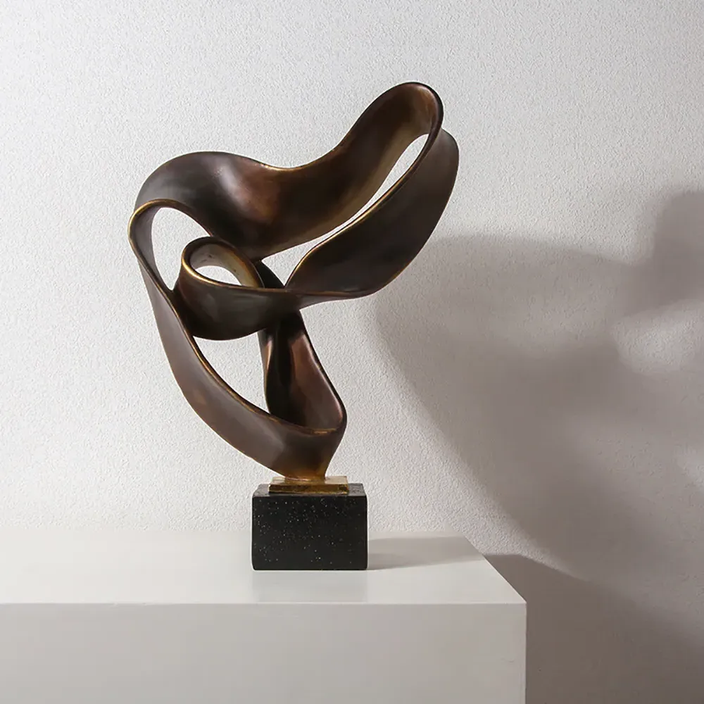 Resin Abstract Sculpture Desk Decor - Bronze