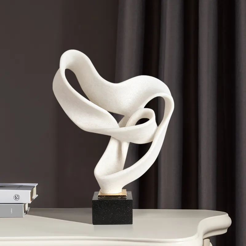 Resin Abstract Sculpture Desk Decor - White