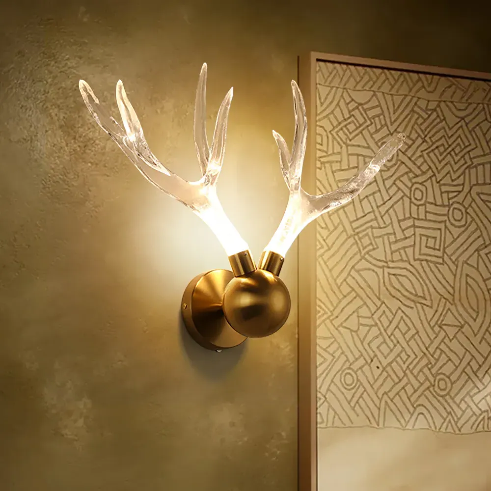 Resin Deer Antler Wall Sconce LED - Gold image
