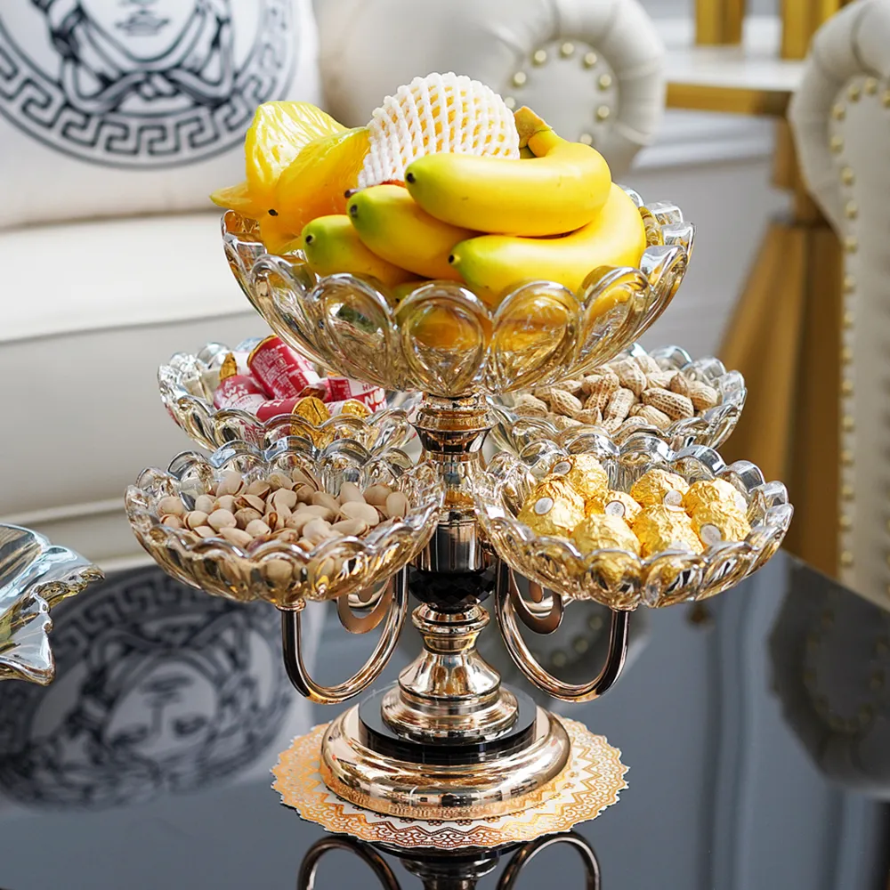 Rotatable Multilayer Fruit Basket with Base - Rose Gold