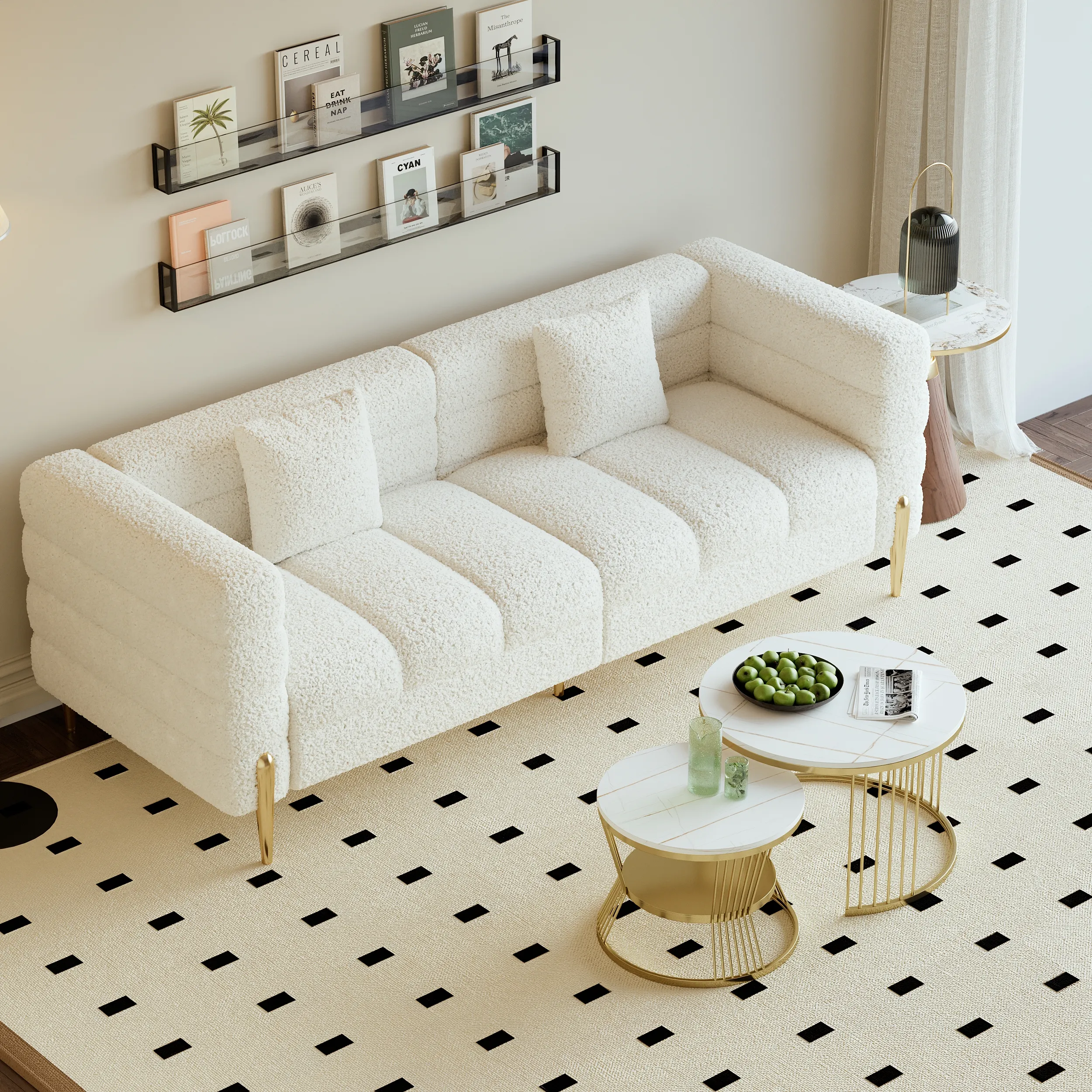 Round 2-Piece Nesting Coffee Table Set - White, Sintered Stone