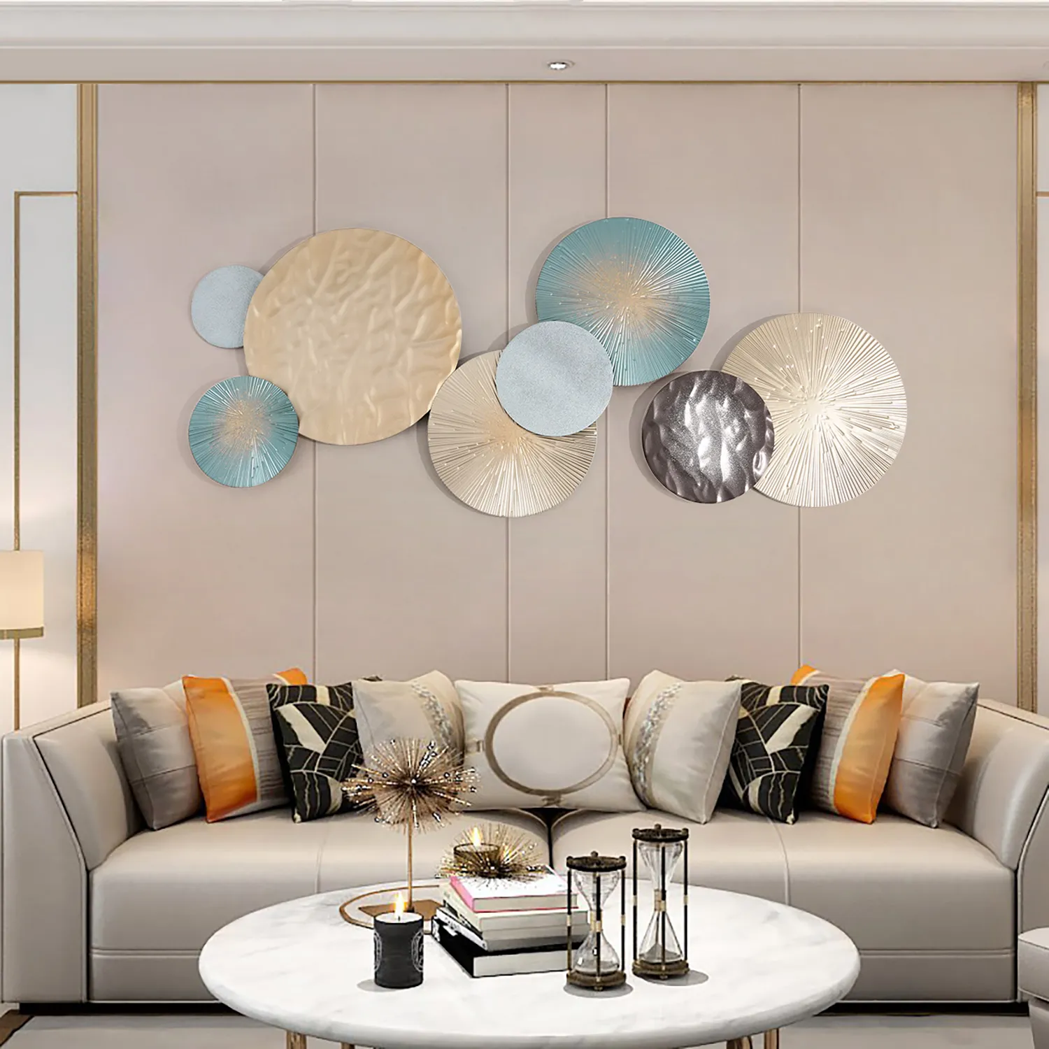 Round 8-Circle 3D Wall Decor - Multi-Color, Metal