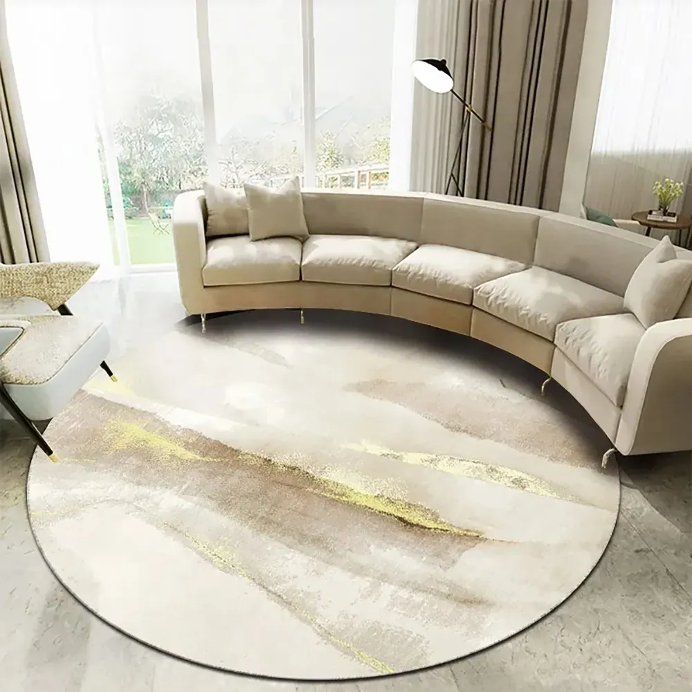 Round Area Rug - Grey, Velvet