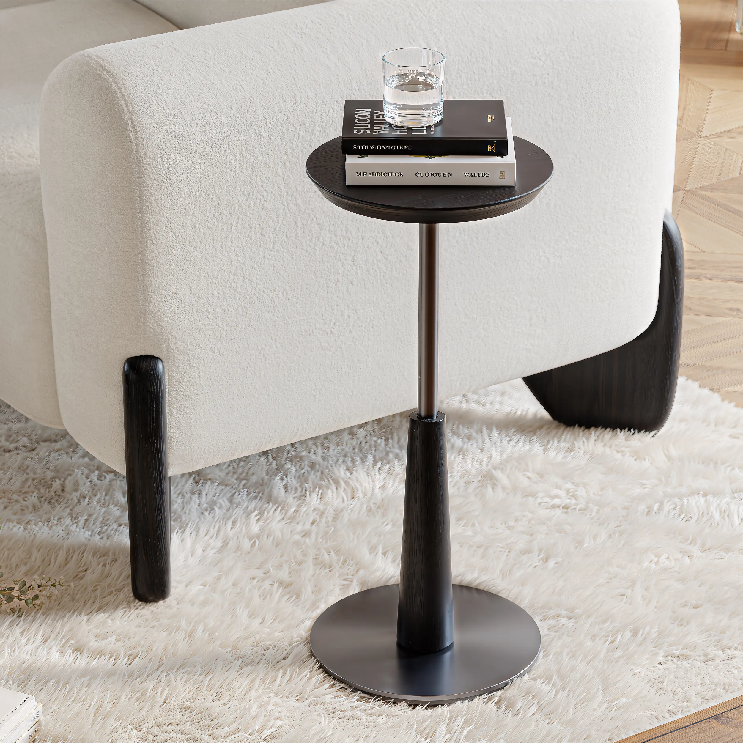 Round Cocktail Side Table - Black, Gold