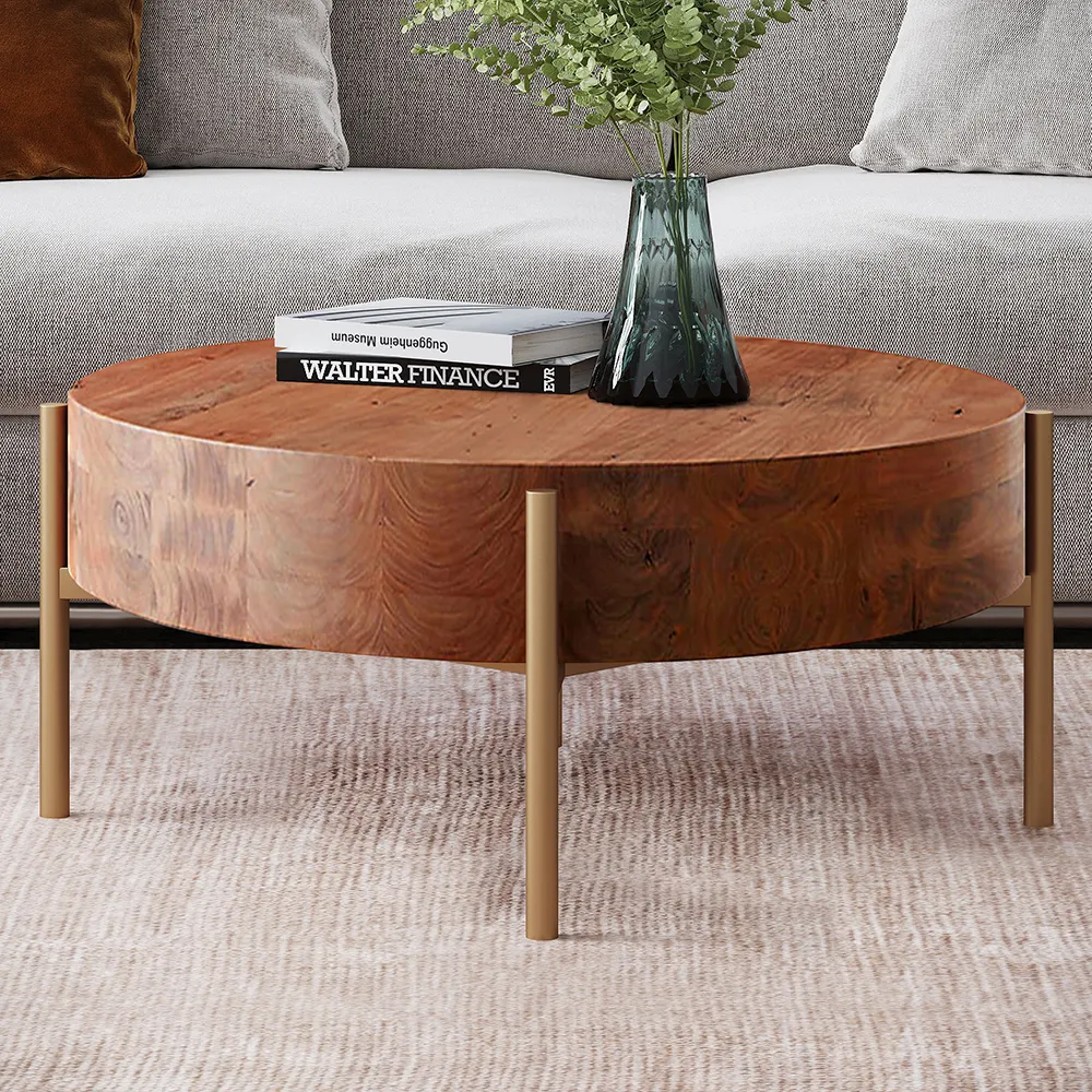 Round Coffee Table - Natural, Solid Wood