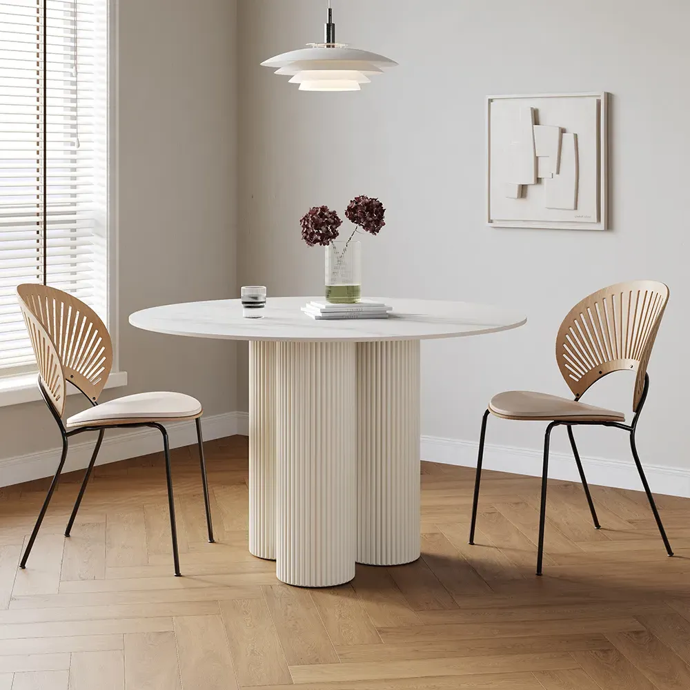 Round Dining Table - White, Sintered Stone