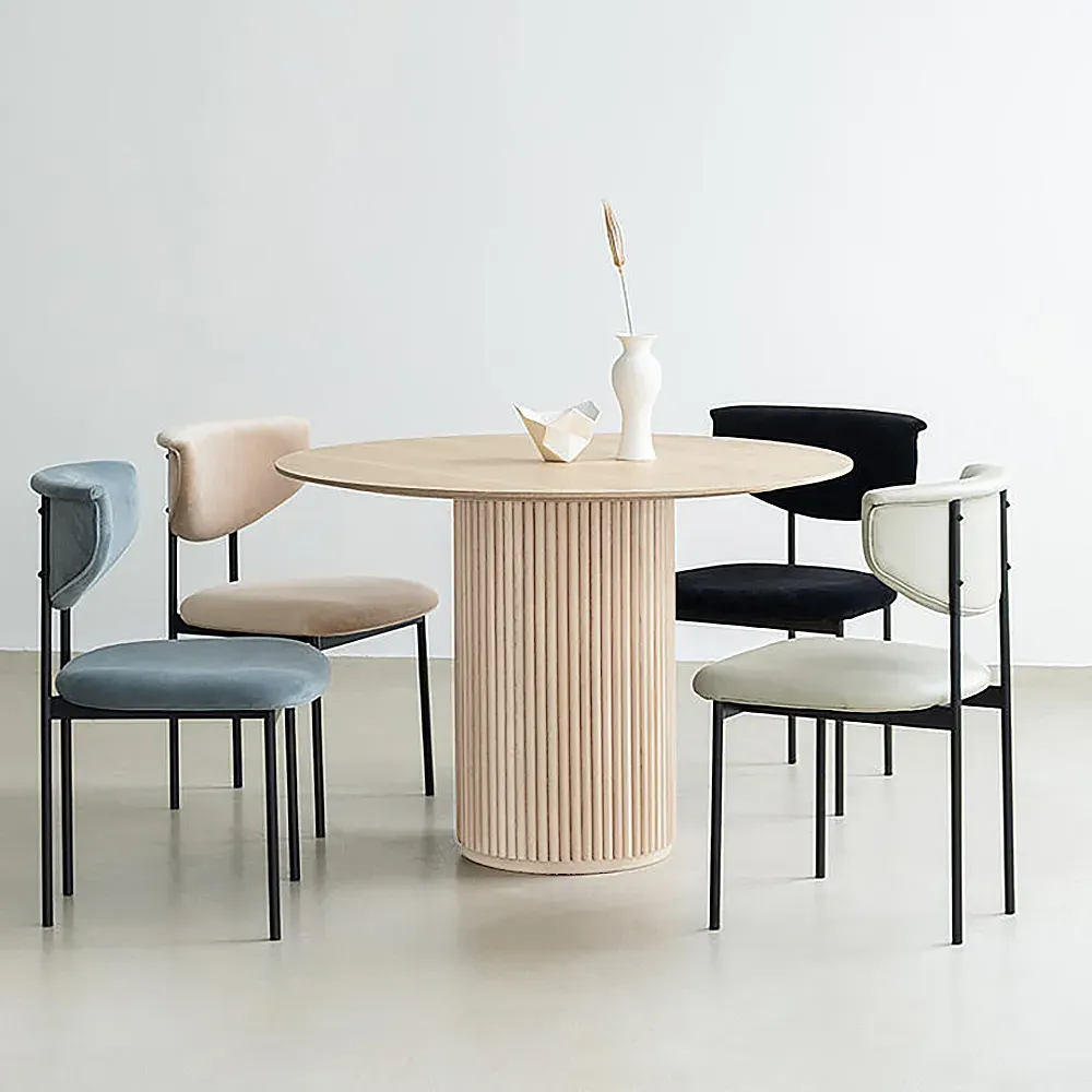 Round Dining Table with Pedestal Base - Whitewash, Pine