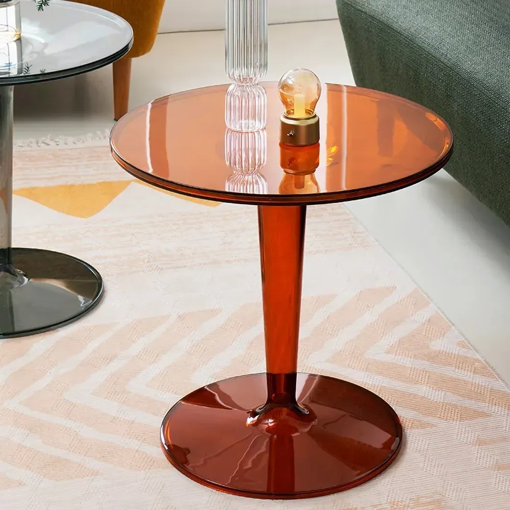 Round Side Table - Amber, Acrylic