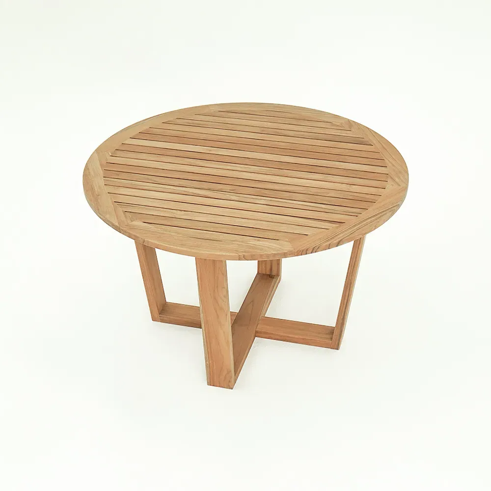 Round Teak Dining Table for 6 - Natural image