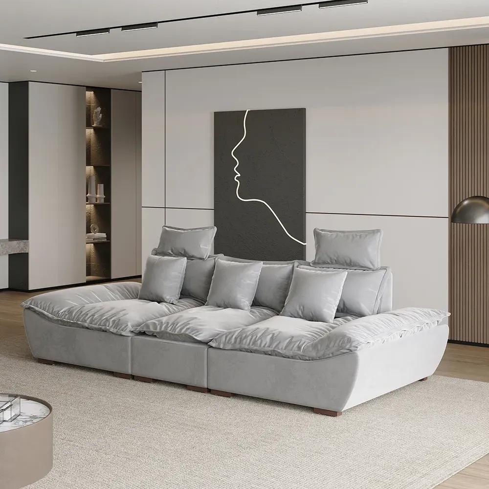 Sailboat 3-Seater Deep Sofa with Adjustable Backrest - Gray image